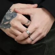 Anello largo 7 mm - Misura 59 - Argento rodiato 925 x1