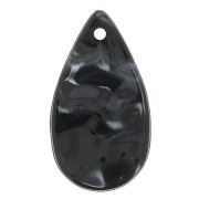 Pendenti goccia in acrilico, ondulati, 30x17 mm - Nero marmorizzato - Bianco x6