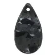 Pendenti goccia in acrilico, ondulati, 30x17 mm - Nero marmorizzato - Bianco x6