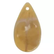 Pendenti gocce ondulate in acrilico 30x17 mm - Marrone marmorizzato - Bianco x6