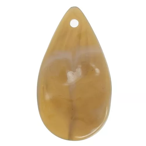 Pendenti gocce ondulate in acrilico 30x17 mm - Marrone marmorizzato - Bianco x6