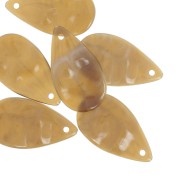 Pendenti gocce ondulate in acrilico 30x17 mm - Marrone marmorizzato - Bianco x6