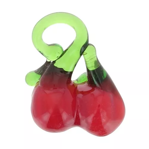 Ciondoli in vetro Cherry 20x13 mm - Rosso - Verde x4
