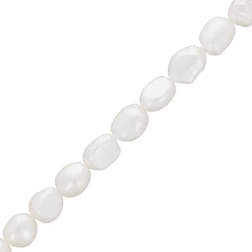 Perle d'acqua dolce barocche irregolari 7x6 mm - Grado AA Bianco x10