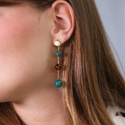 Perle tonde da 14 mm in resina trasparente - Verde marmorizzato x6