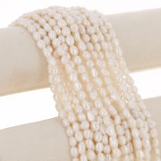 Perle d'acqua dolce barocche irregolari 7x6 mm - Grado AA Bianco x36cm