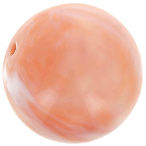 Perle rotonde in resina opaca da 14 mm - Corallo marmorizzato x6