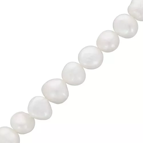 Perle ovali irregolari d'acqua dolce 10x9 mm - Grado AA Bianco x35cm