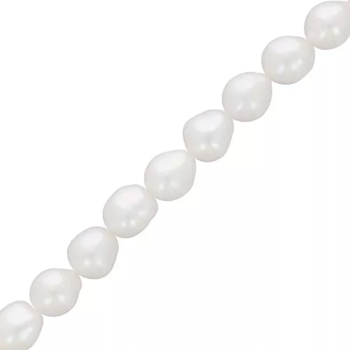 Perle ovali irregolari d'acqua dolce 8x7 mm - Grado AAA Bianco x38cm