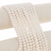 Perle tonde appiattite d'acqua dolce 8x6 mm - Grado AAA Bianco x38cm