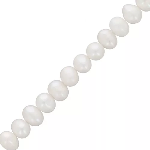 Perle ovali irregolari d'acqua dolce 7x6 mm - Grado A Bianco x34cm