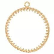 Pendente lavorato rotondo per cabochon piatto da 26 mm - placcato oro 3 micron x1