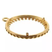 Pendente lavorato rotondo per cabochon piatto da 26 mm - placcato oro 3 micron x1