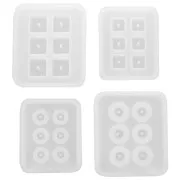 Set di 4 stampi in silicone per la realizzazione di perline in resina rotonde e quadrate