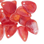 Zecchini a petalo di fiore curvo da 17 mm - rosso marmorizzato - bianco x15