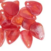 Zecchini a petalo di fiore curvo da 17 mm - rosso marmorizzato - bianco x15