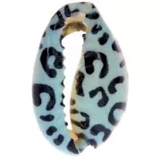 Conchiglia Cauri 18-23 mm stampa leopardo - Azzurro - Nero x1