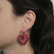 Pendente cuore in acrilico opaco 27x30 mm - Rosa chiaro x1