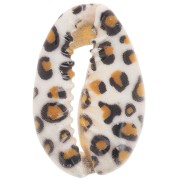 Conchiglia Cauri 18-23 mm stampa leopardo - Marrone chiaro - Ecrù - Nero x1