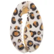 Conchiglia Cauri 18-23 mm stampa leopardo - Marrone chiaro - Ecrù - Nero x1