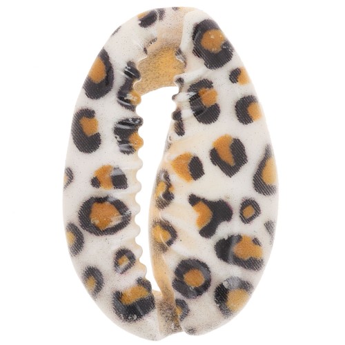 Conchiglia Cauri 18-23 mm stampa leopardo - Marrone chiaro - Ecrù - Nero x1