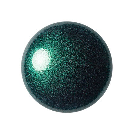 Cabochon rotondo in vetro di Puca® 18 mm - Verde Foresta Metallizzato Mat x1