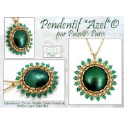 Cabochon rotondo in vetro di Puca® 25 mm - Verde Foresta Metallizzato Mat x1