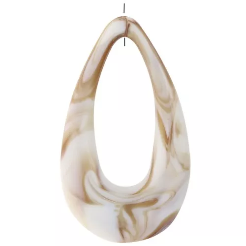 Pendente a goccia cavo 45x25,5 mm, acrilico - Beige marmorizzato - Marrone x1