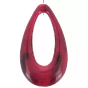 Pendente a goccia cavo 45x25,5 mm, acrilico - Rosso scuro marmorizzato - Nero x1