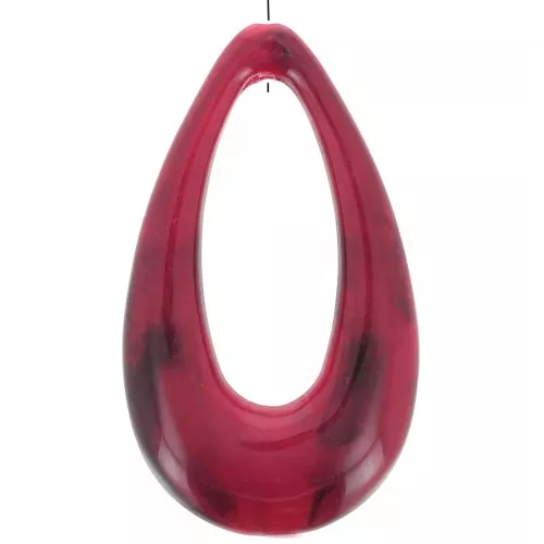 Pendente a goccia cavo 45x25,5 mm, acrilico - Rosso scuro marmorizzato - Nero x1