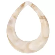 Pendente in acrilico a goccia cava 53x43,5 mm - Beige marmorizzato - Marrone x1