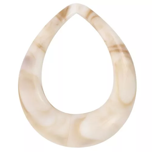 Pendente in acrilico a goccia cava 53x43,5 mm - Beige marmorizzato - Marrone x1