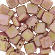 Tile beads 6 mm Luster Opaque Rose/Gold x50