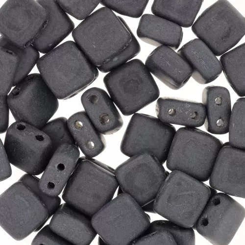 Tile beads 6 mm Jet Hematite Mat x50