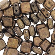 Tile beads 6 mm Jet Bronze Picasso x50|raw }}