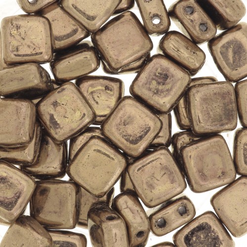 Tile beads 6 mm Gold Bronze x50