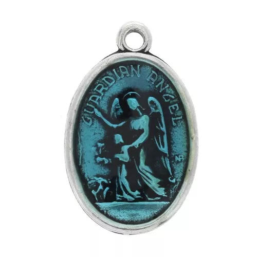 Medaglia Santi smaltalta turchese mm. 25 x1