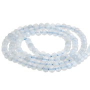 Perla rotonda sfaccettata da 3,5 mm in pietra semipreziosa - Agata blu intrecciata x 38 cm