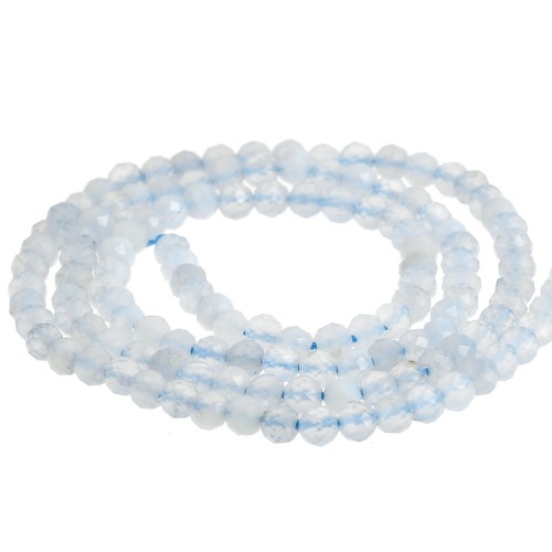 Perla rotonda sfaccettata da 3,5 mm in pietra semipreziosa - Agata blu intrecciata x 38 cm