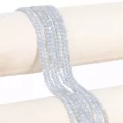 Perla rotonda sfaccettata da 3,5 mm in pietra semipreziosa - Agata blu intrecciata x 38 cm