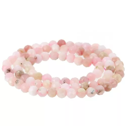 Perline sfaccettate rotonde da 4 mm in pietra semipreziosa - Opale rosa x38cm