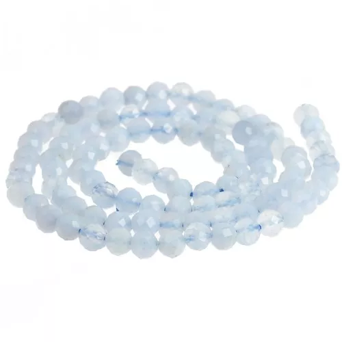 Perline sfaccettate rotonde da 4 mm in pietra semipreziosa - Agata blu x38cm
