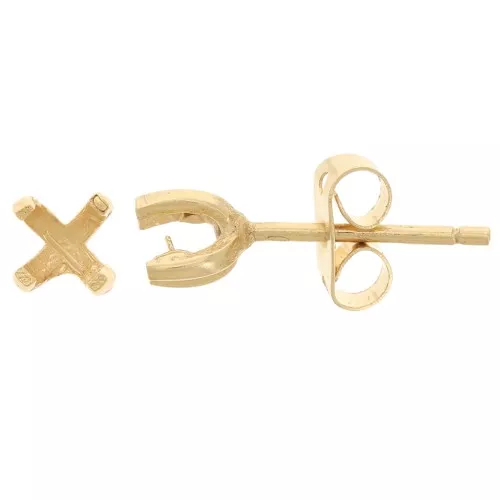 Orecchini per perle semi-perlate da 4 mm - placcato oro 3 micron x2