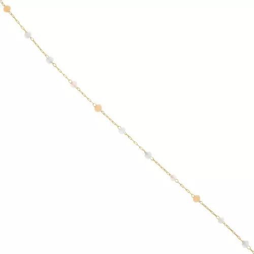 Catena di perle di vetro sfaccettate appiattite 3x2 mm - dorato - Pastello x50cm