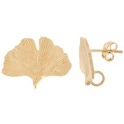 Orecchini a perno con foglie di ginkgo 15x22 mm - placcati oro 3 micron x2