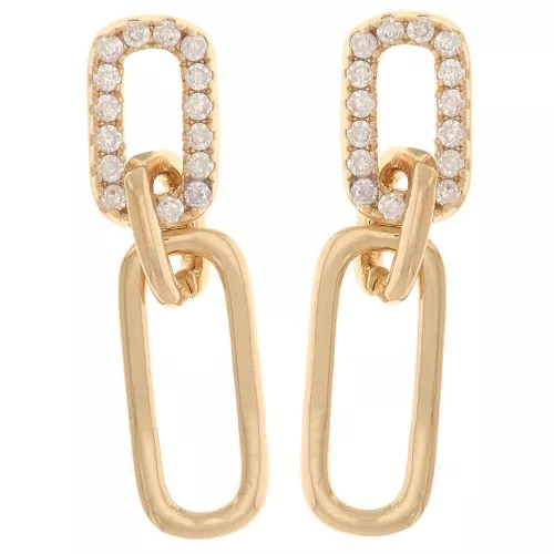 Orecchini a goccia in ossidi di zirconio 20x5 mm - placcati oro 3 micron x2