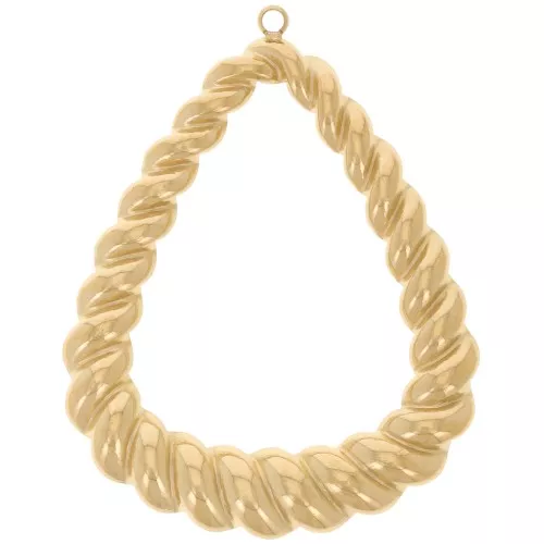 Pendenti goccia effetto ritorto 41x32 mm-Acciaio inossidabile 316L dorato x2