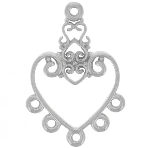Pendente lampadario cuore 31x21 mm e 5 anelli chiusi Acciaio inossidabile 316L x1