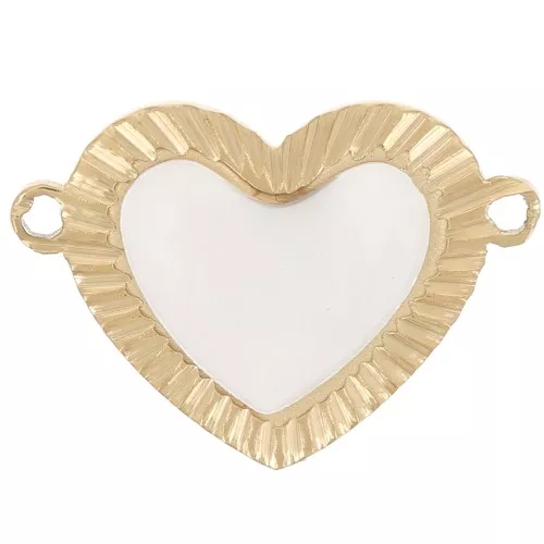 Distanziatore cuore 10x15 mm con madreperla - Acciaio inossidabile 316L dorato x1