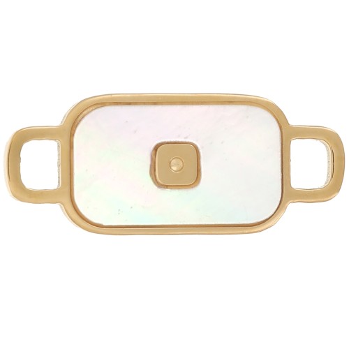 Distanziatore rettangolare 15x6 mm con madreperla - Acciaio inox 316L dorato x1